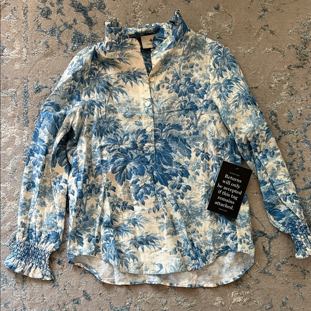 Tuckernuck Misty Blue Toile Tegan Popover - Picture 4 of 6